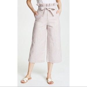 English Factory Stripe Seersucker Wide Leg Crop Pant  Size M  NWT Paperbag Waist